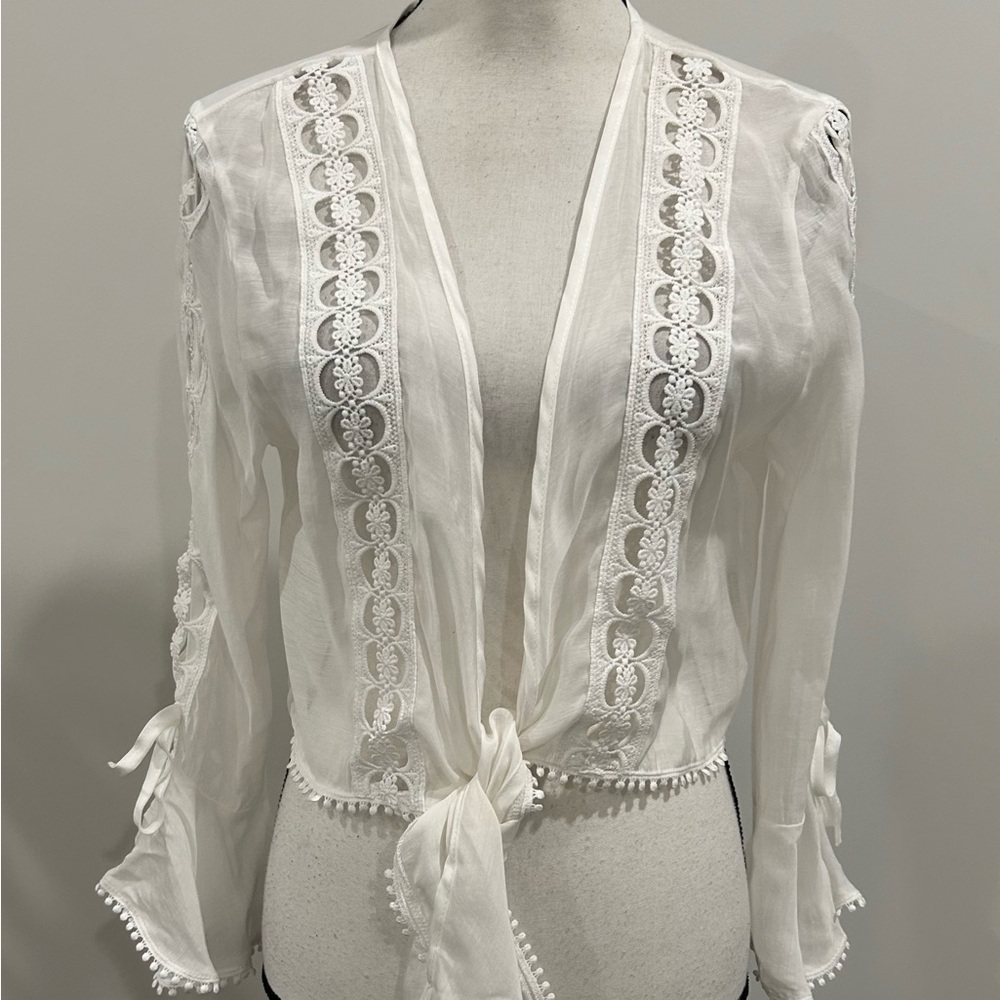 Elan Delicate Tie Front Top - Picture 2 of 5